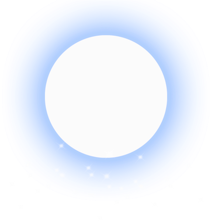a white circle with blue highlights on it