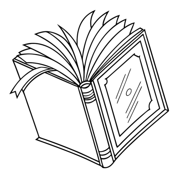 a black and white image of an open book