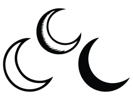 a black and white image of two crescents