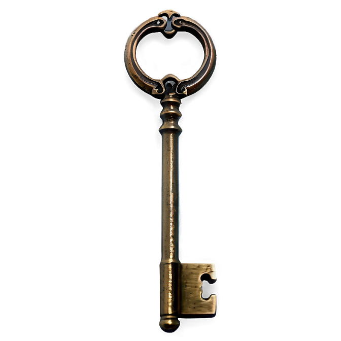 an old key on a white background