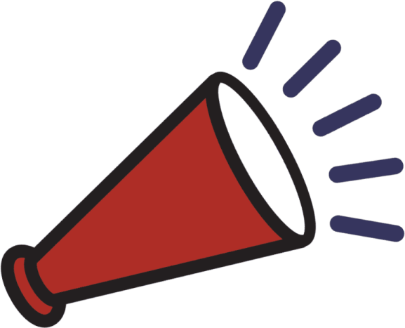 a red and blue megaphone icon