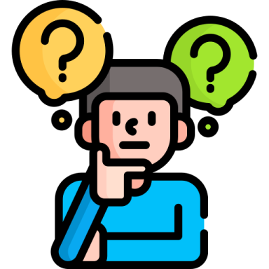 a man with question marks on his head