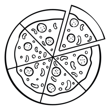 a slice of pizza on a white background