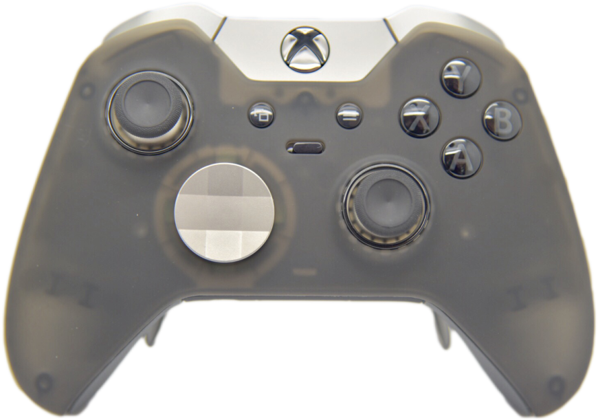 a close up of a black xbox controller