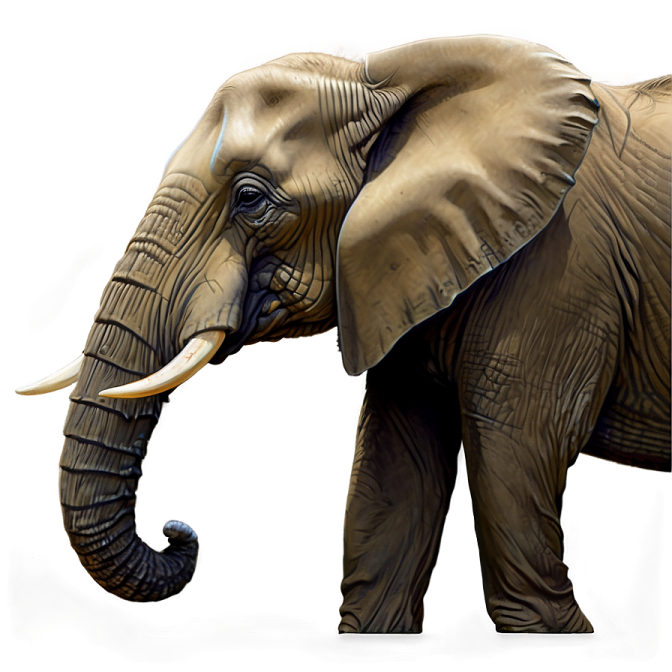 an elephant standing in front of a white background