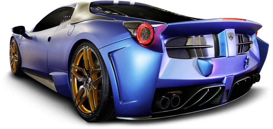 a blue sports car on a white background