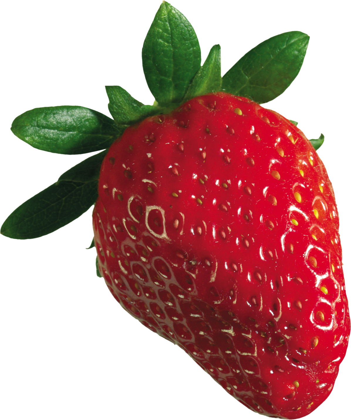 a close up of a strawberry on a white background