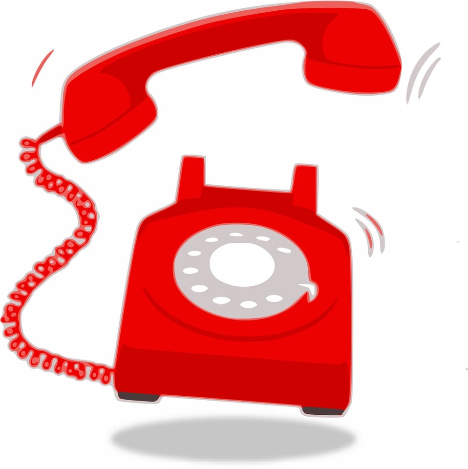 a red telephone with a white background