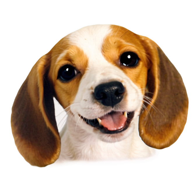 a close up of a dog's face on a white background