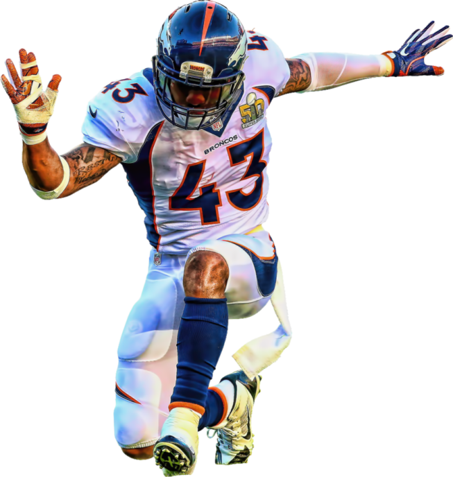 a football player is jumping in the air