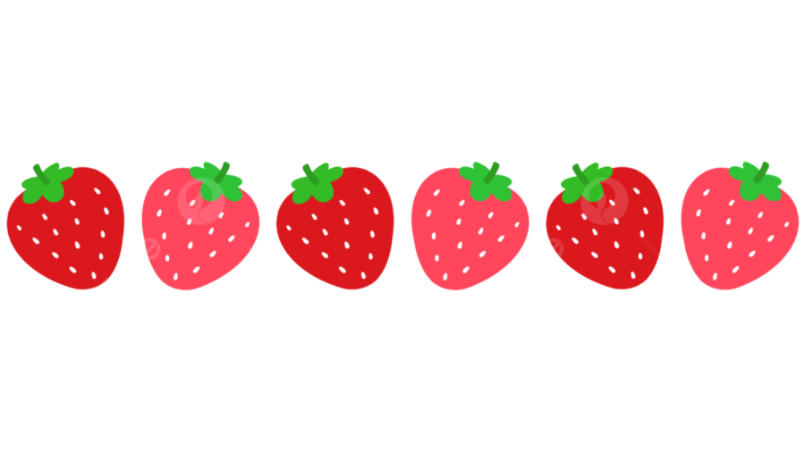 a line of strawberries