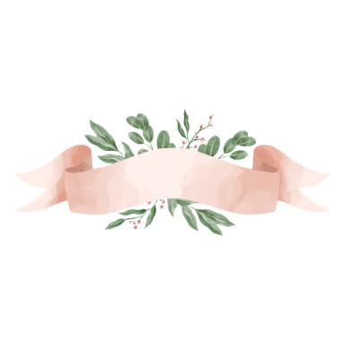 a pink banner with leaves and berries on it