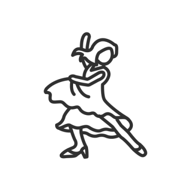 a black and white drawing of a woman dancing