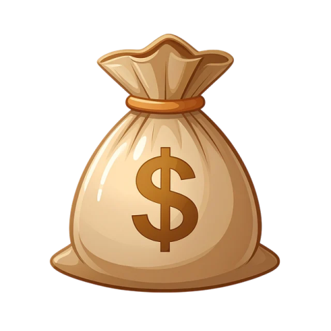 a bag of money on a white background