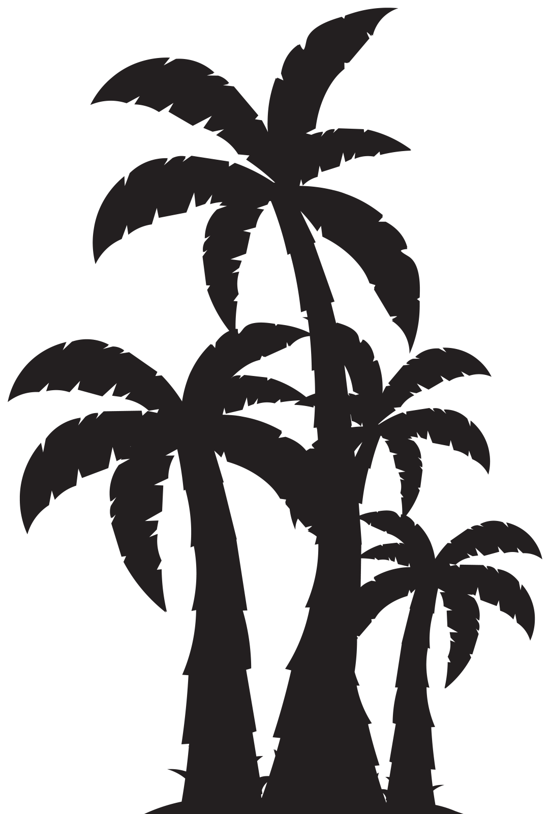 two palm trees silhouetted against a white background