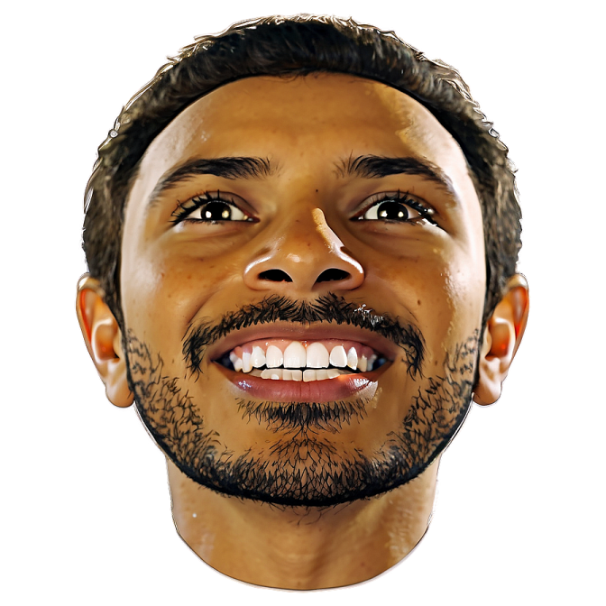 the face of a man with black hair and beard