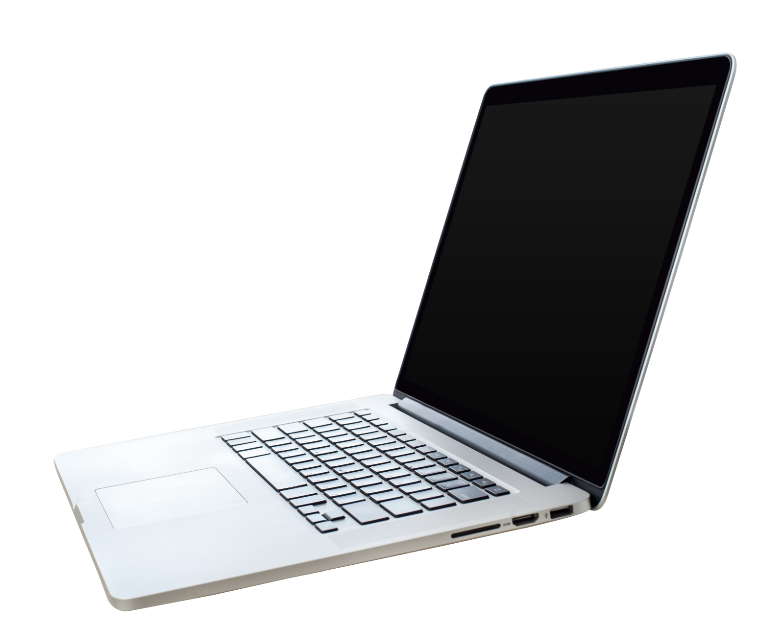 a white laptop with a black screen