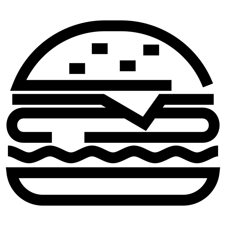 a black and white image of a hamburger