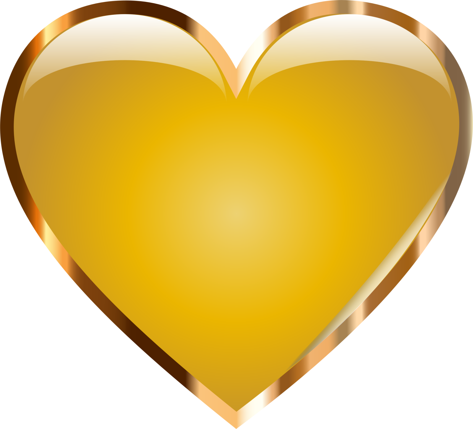 a gold heart with a white background