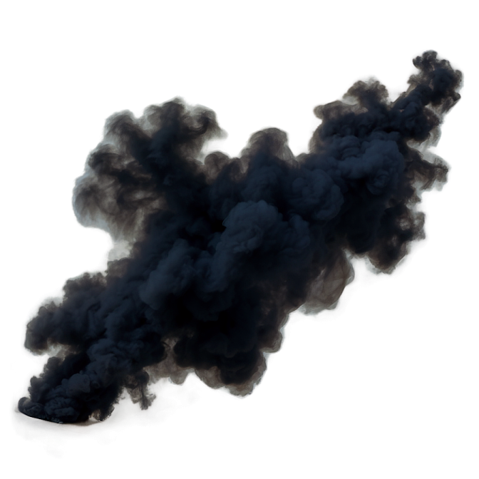 a black smoke cloud on a white background