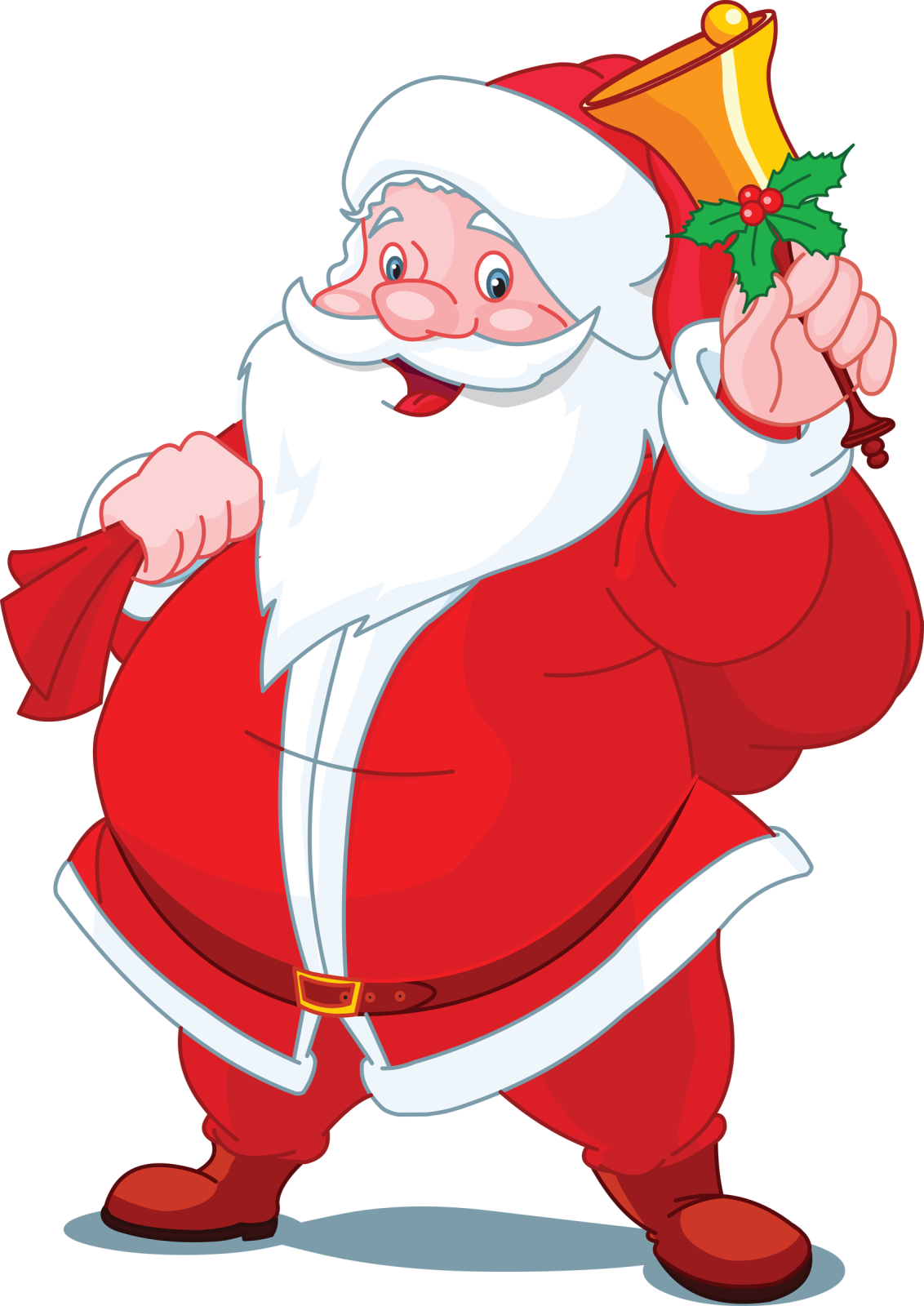 a cartoon santa claus with a bell