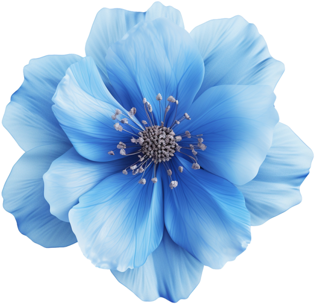 a blue flower on a white background