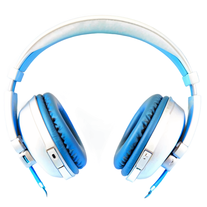 a pair of blue and white headphones
