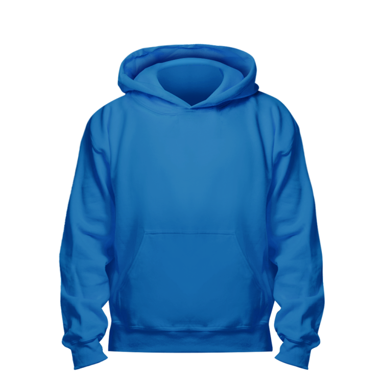 a bright blue hoodie