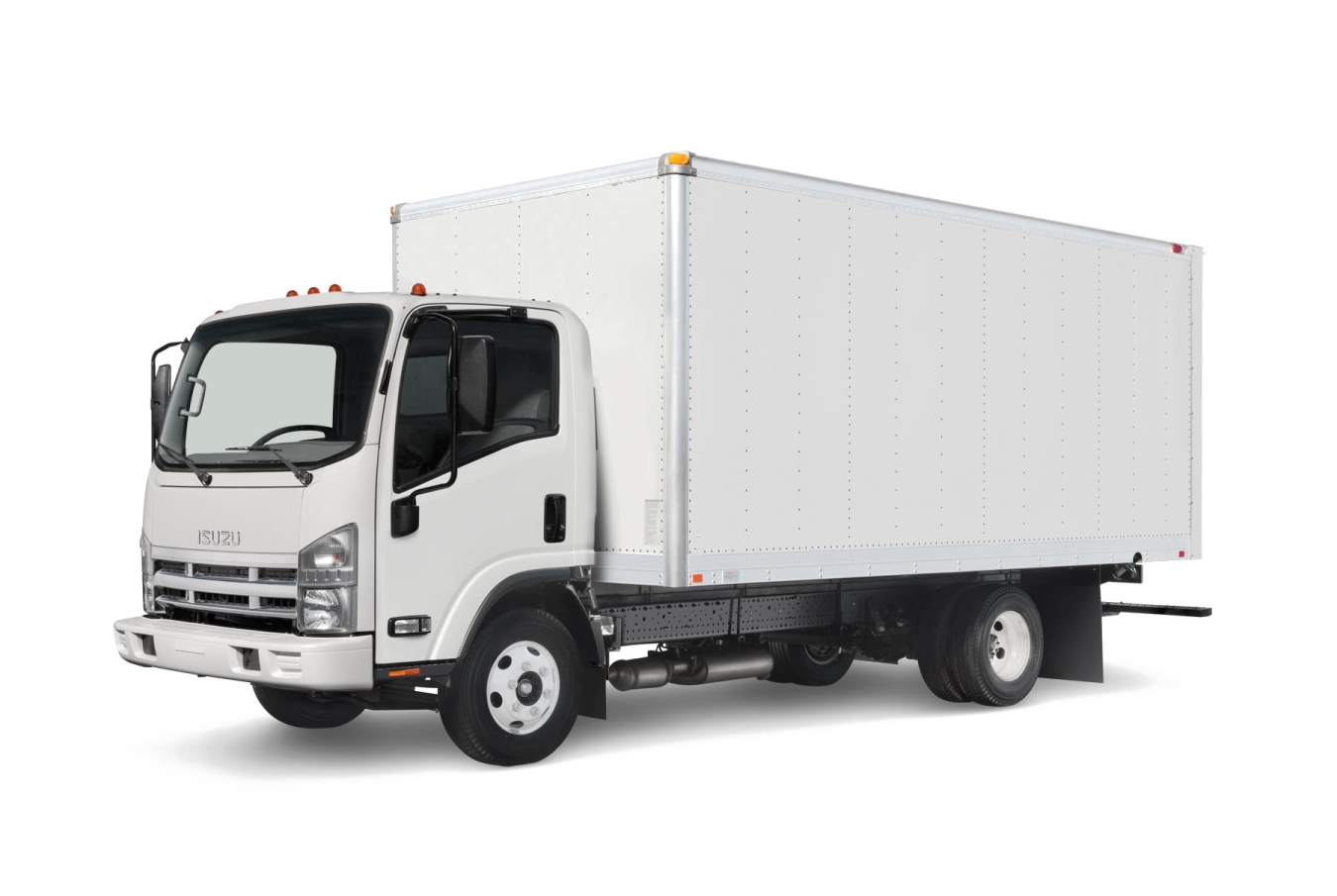 a white truck with a box on the back