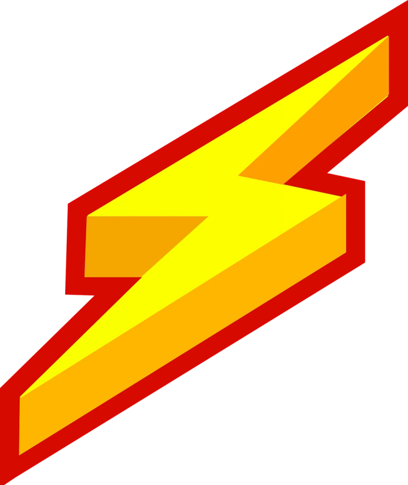 a red and yellow lightning bolt