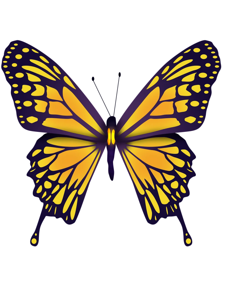 a yellow and purple butterfly