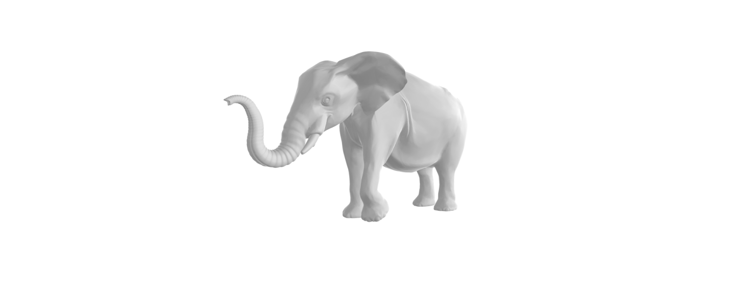an elephant is standing on a white surface