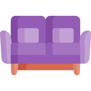 a purple couch on a white background