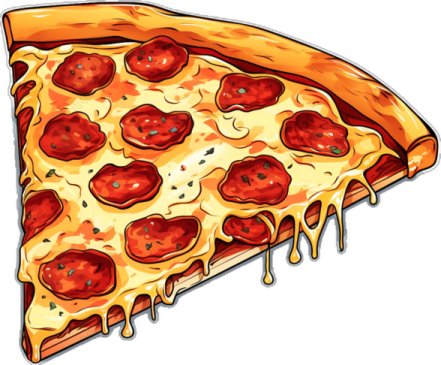 a slice of pizza on a white background