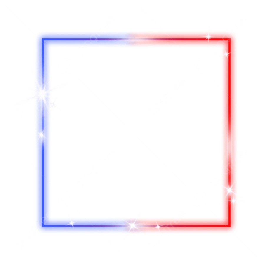 a square frame with red, white and blue lights