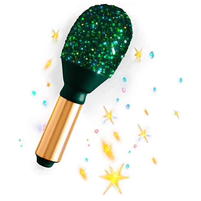 a green and gold sparkle wand