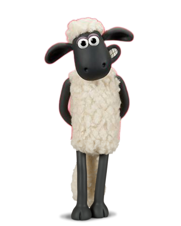 a cartoon sheep standing in front of a white background