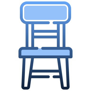 a blue and white chair