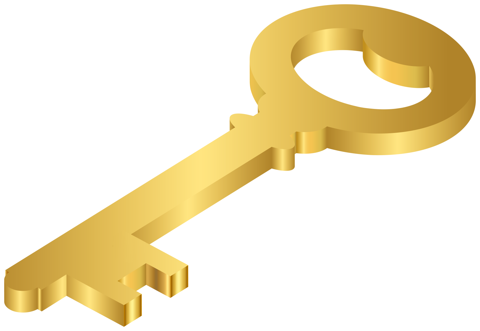 a golden key on a white background
