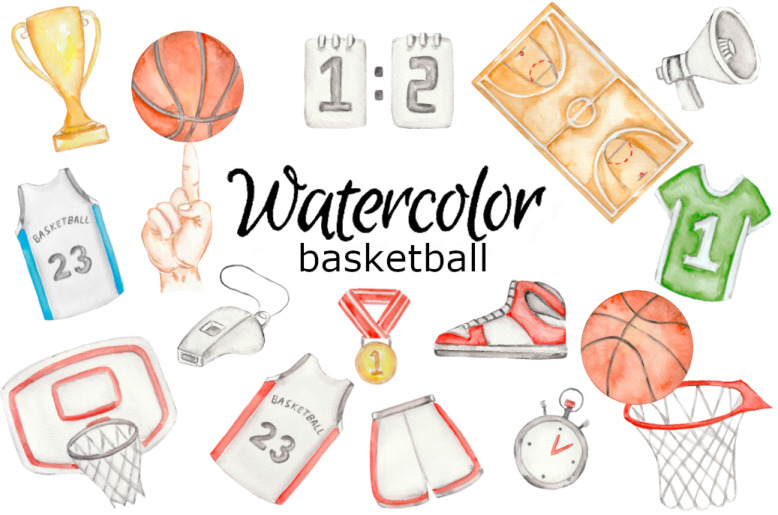 watercolor basketball clip art