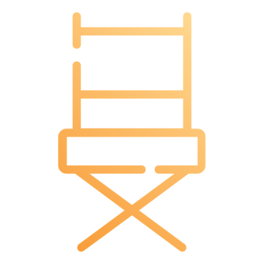 a yellow chair with two crossed legs