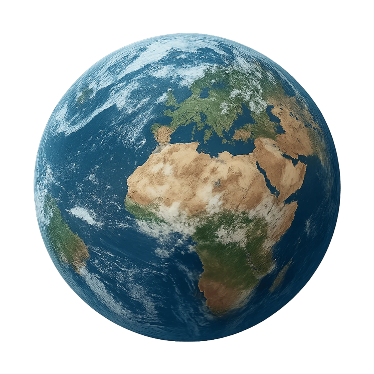 the earth with a white background