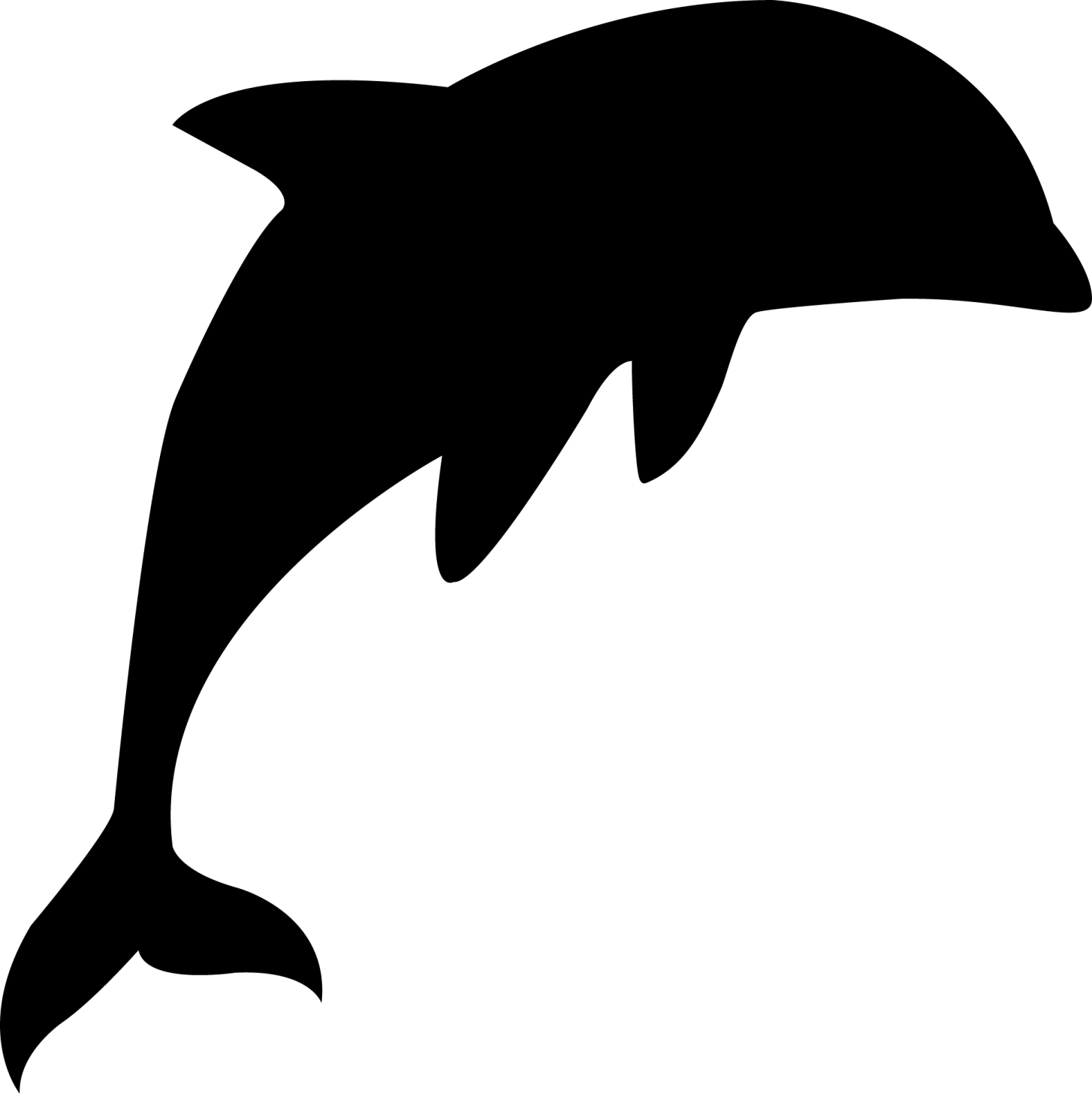 a black and white silhouette of a dolphin