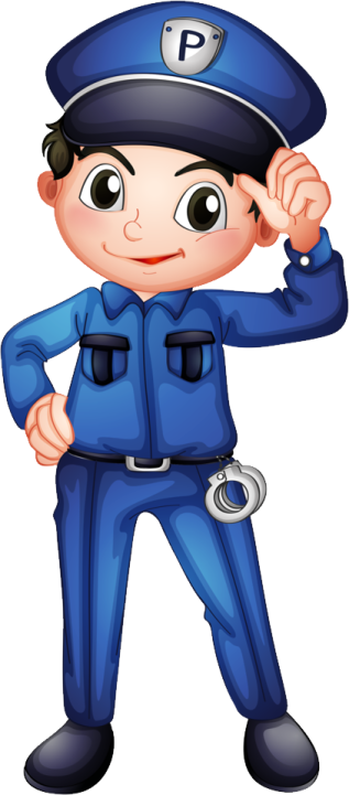 a police officer pointing at the camera