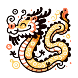 a chinese dragon with orange and yellow colors