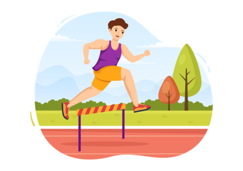 a man running on a track in the park