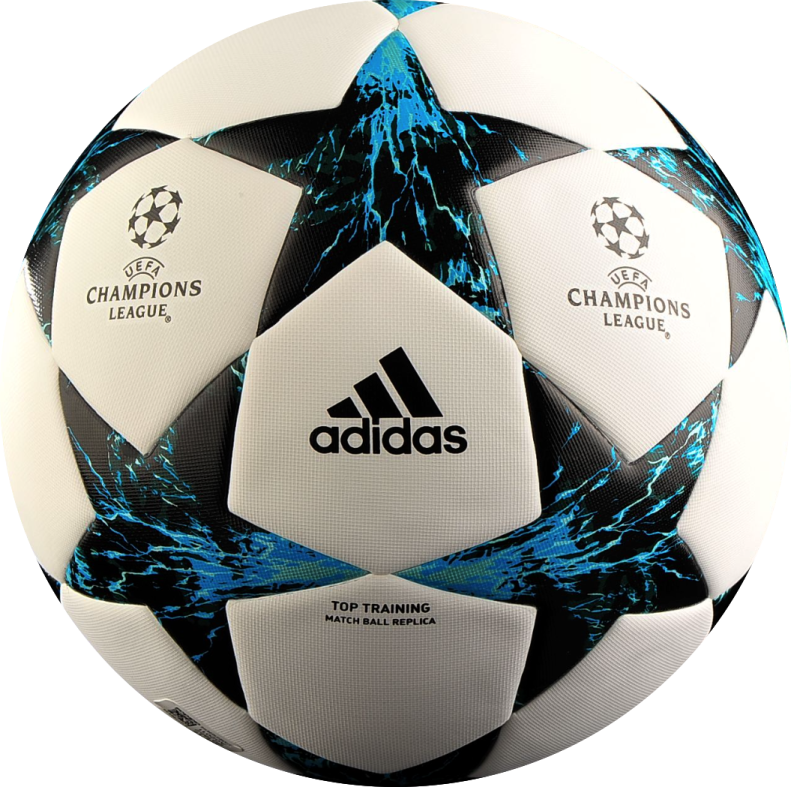 a soccer ball with blue and white designs