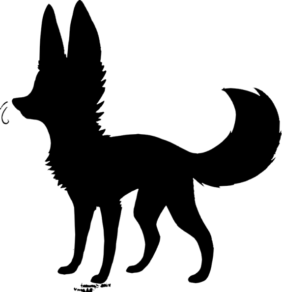 a black and white silhouette of a dog