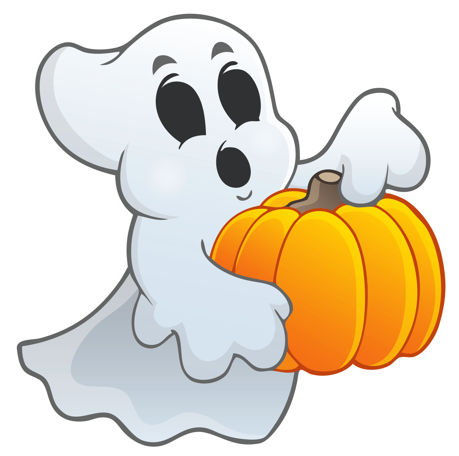 a ghost with a pumpkin in his hand