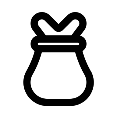 a black and white icon of a bag